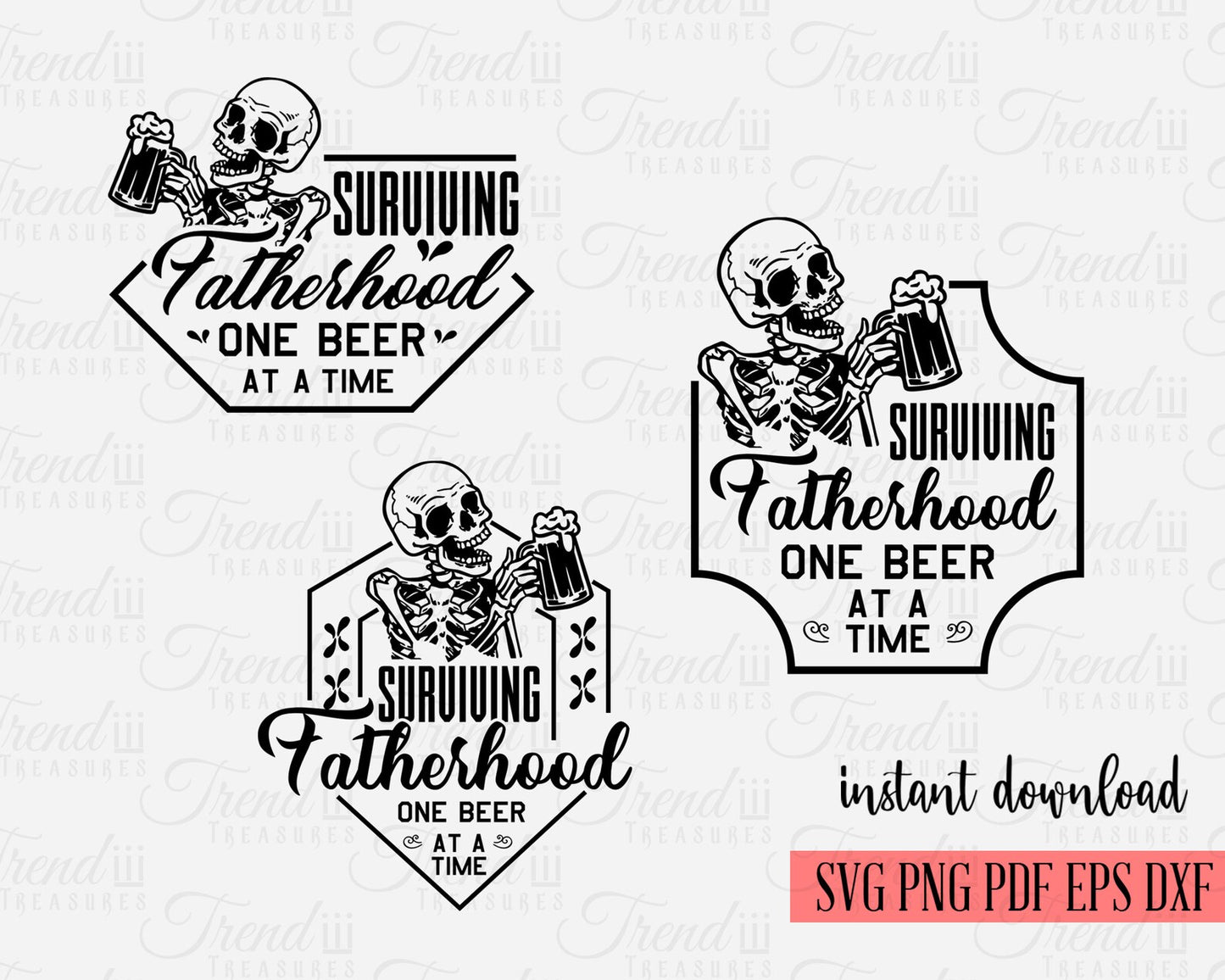 Surviving Fatherhood One Beer At A Time Svg, Retro Fatherhood Png, Dad Svg, Sarcastic Png, Trendy SVG, Rock Skeleton Hand, Digital Download.