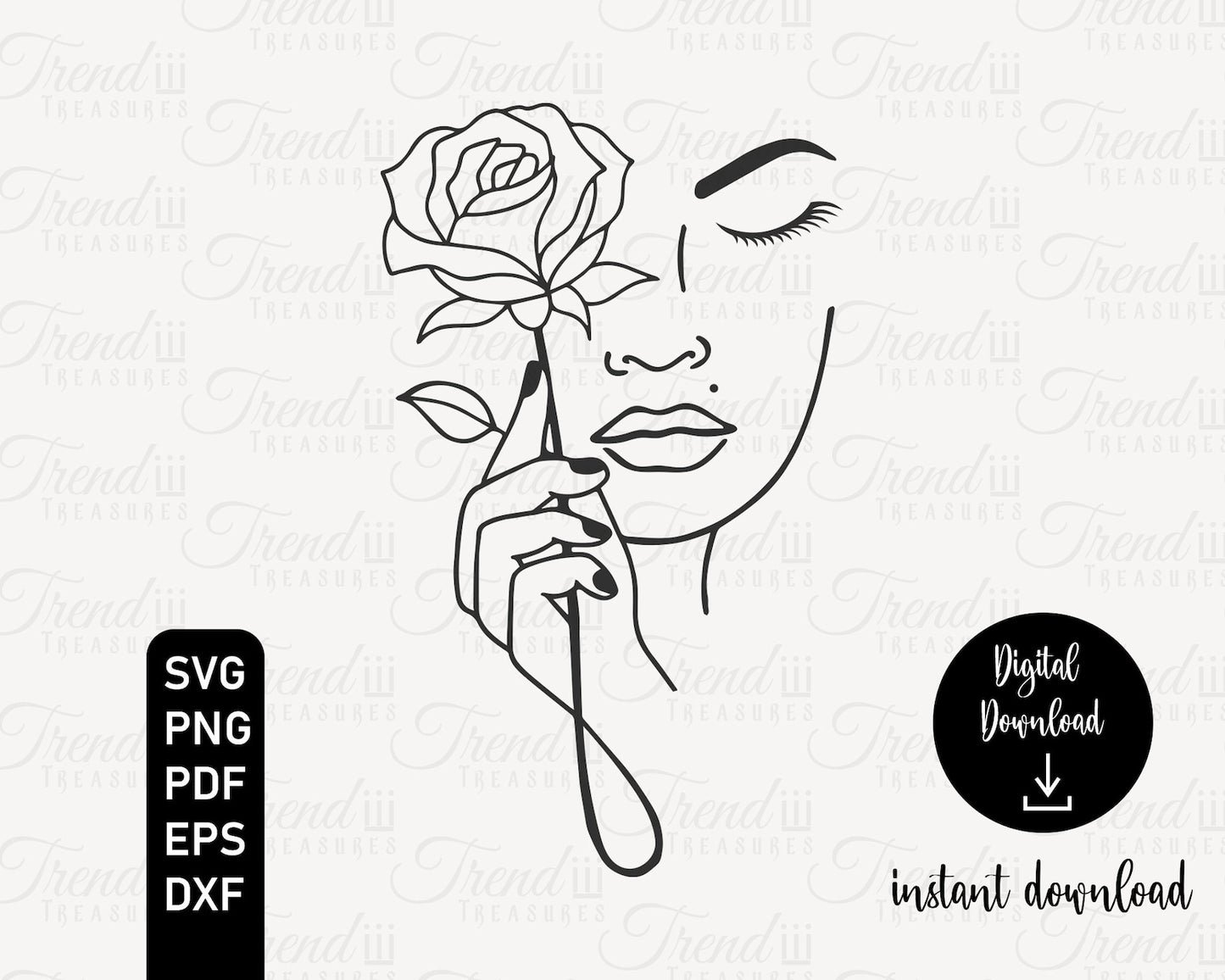 Beauty with Rose SVG, Flower Frame SVG, Black Woman Svg, Woman Face, Black Girl Magic Svg, Rose Monogram, Birth Flower SVG, Digital Download