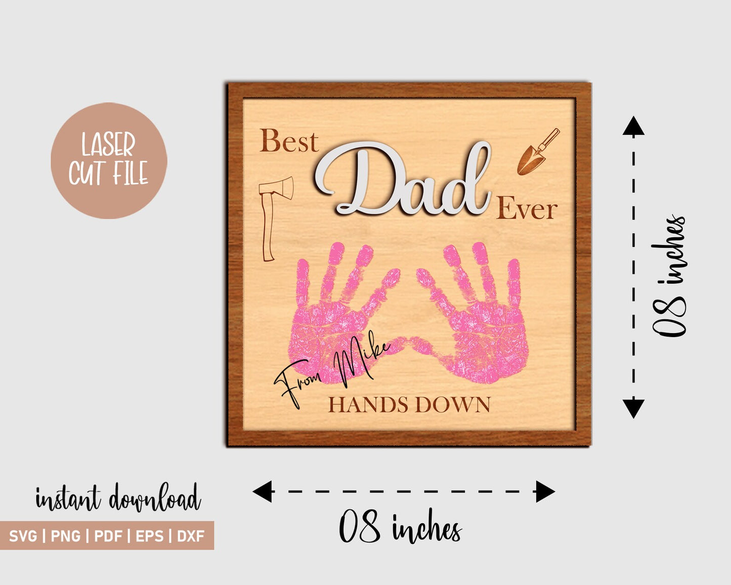 Best Dad Ever Hands Down Kids Handprint Kit, Father's Day Gift, Gift For Dad, DIY Hands Down Sign, Handprint Craft, Card From Toddler.