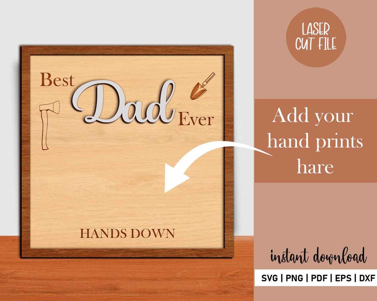 Best Dad Ever Hands Down Kids Handprint Kit, Father's Day Gift, Gift For Dad, DIY Hands Down Sign, Handprint Craft, Card From Toddler.