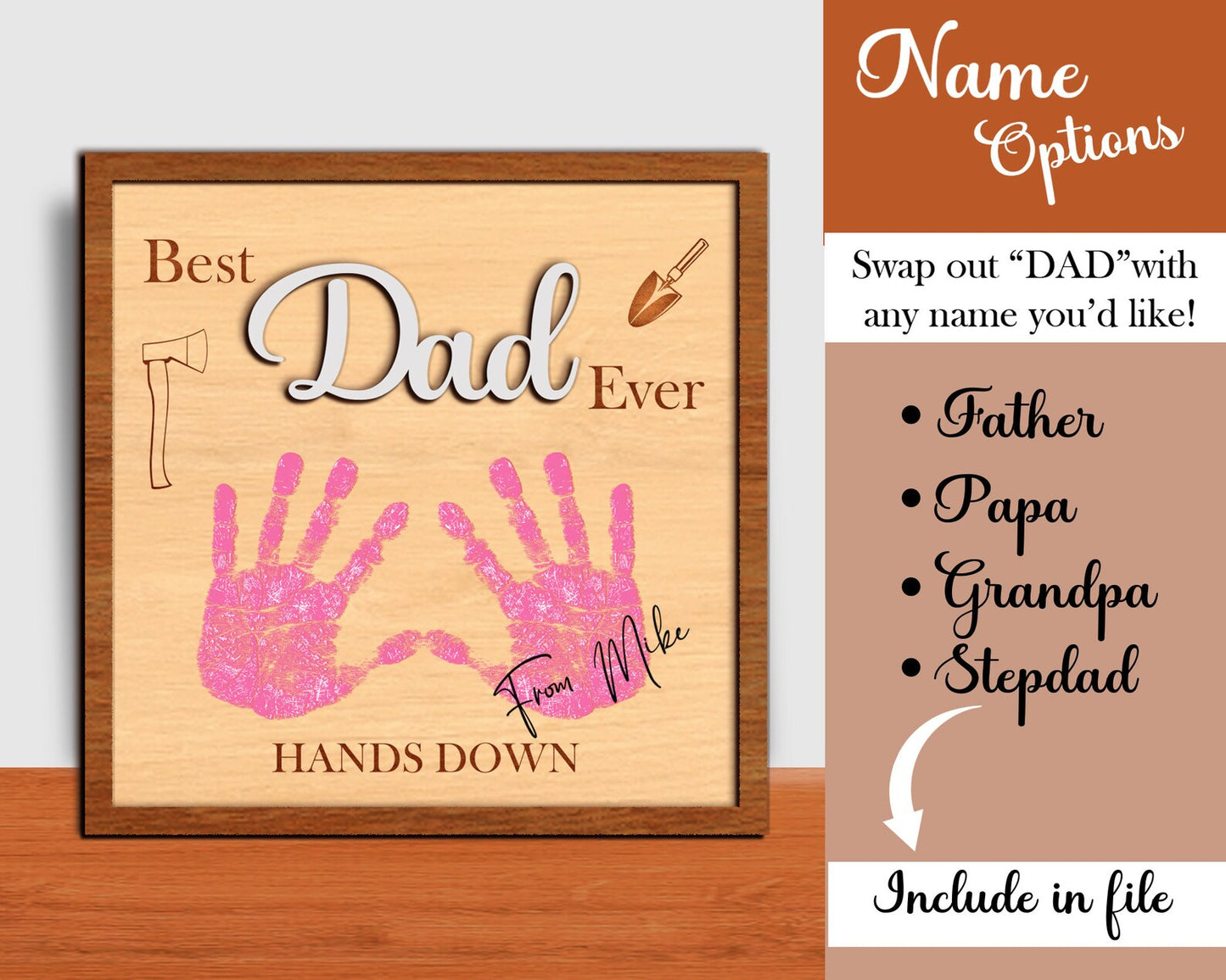 Best Dad Ever Hands Down Kids Handprint Kit, Father's Day Gift, Gift For Dad, DIY Hands Down Sign, Handprint Craft, Card From Toddler.