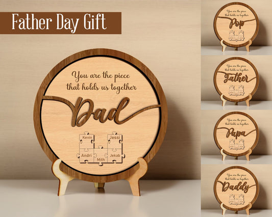 Fathers Day Puzzle Sign SVG, Dad Puzzle Sign, Family Sign, Dad Puzzle Frame, Fathers Day Gift, Grandpa Gift, Dad Wood Gifts, Wooden Jigsaw.