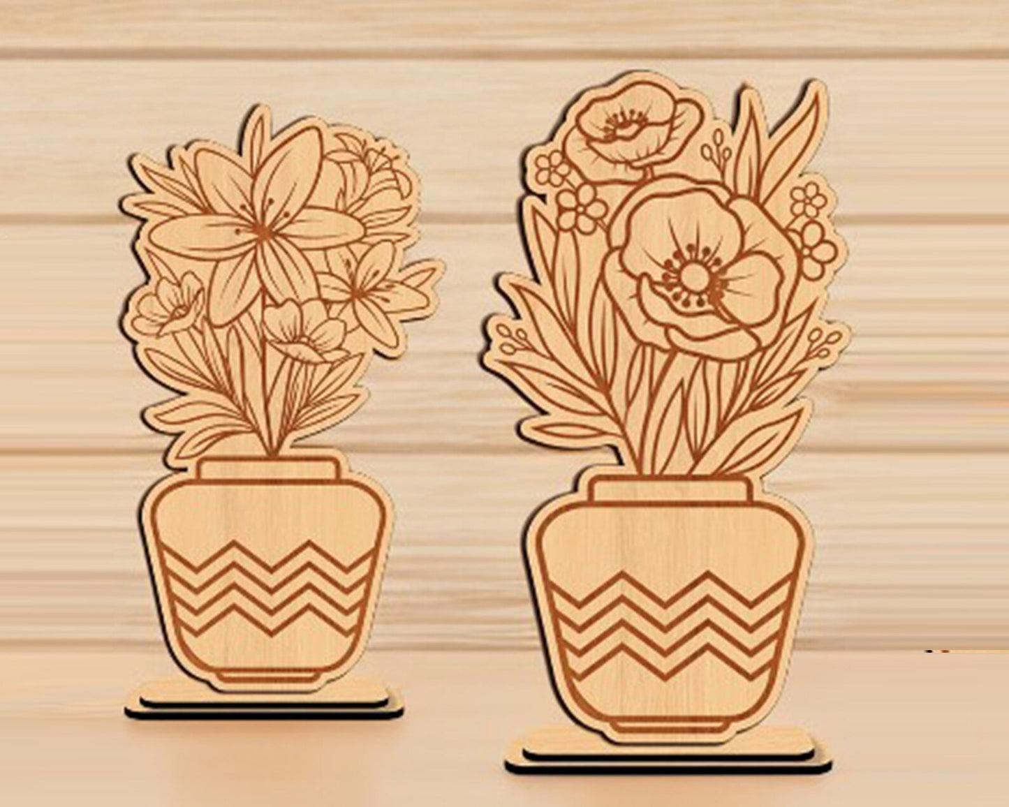 Flowers in Vase SVG, Vase Laser Cut File, Wildflowers SVG, Wooden Flowers Pot, Flowers Decoration, Wood Bouquet, Glowforge Vase Decor SVG.