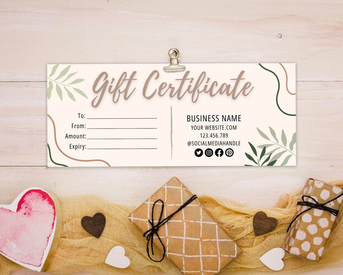 Gift Certificate Template, Boho Editable Gift Card, Editable Voucher, Business Certificate, Printable Gift Card, Small Business Template.