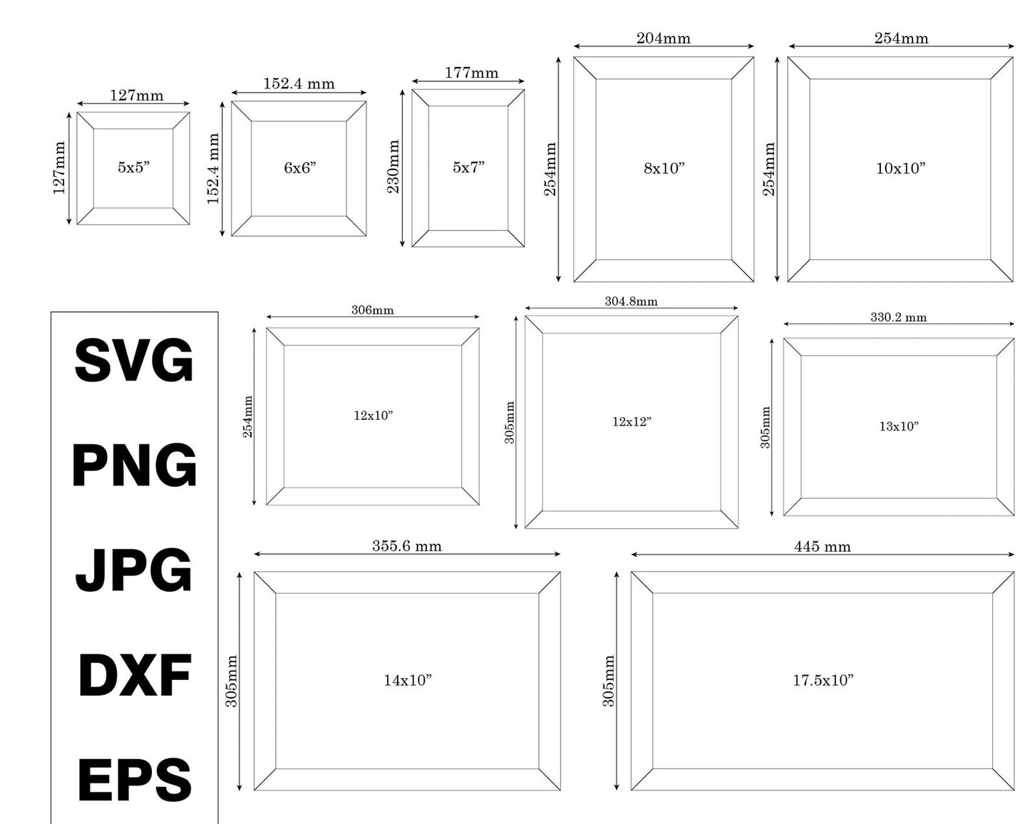 Frames Laser Cut Files SVG, Photo Frame Bundle, Classic Frames SVG Vector, Rectangle Frame Clipart, Glowforge Frame SVG, Frames for Wall Art