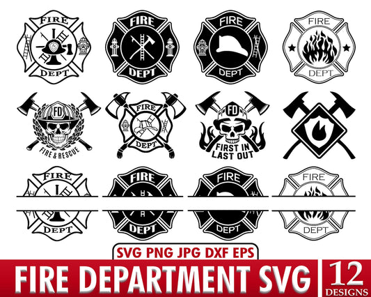 Fire Dept Svg, Fire Dept Cut Files, Firefighter Svg, Fireman Svg, Fire Department Svg, First Responder Svg, Fire Truck Svg, Fire Dept Logo.