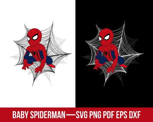 Baby Spiderman Svg, Spiderman Clipart, Superhero Spiderman Web, Spiderman Svg, Baby Spiderman Vector, Silhouette, Svg Cut File For Cricut.