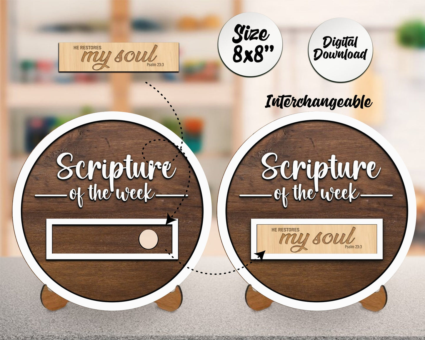 Scripture of the Week Interchangeable SVG, Faith Decor Set, Christian Laser Cut, Bible Quote, Motivational SVG, Religious Inspirational File