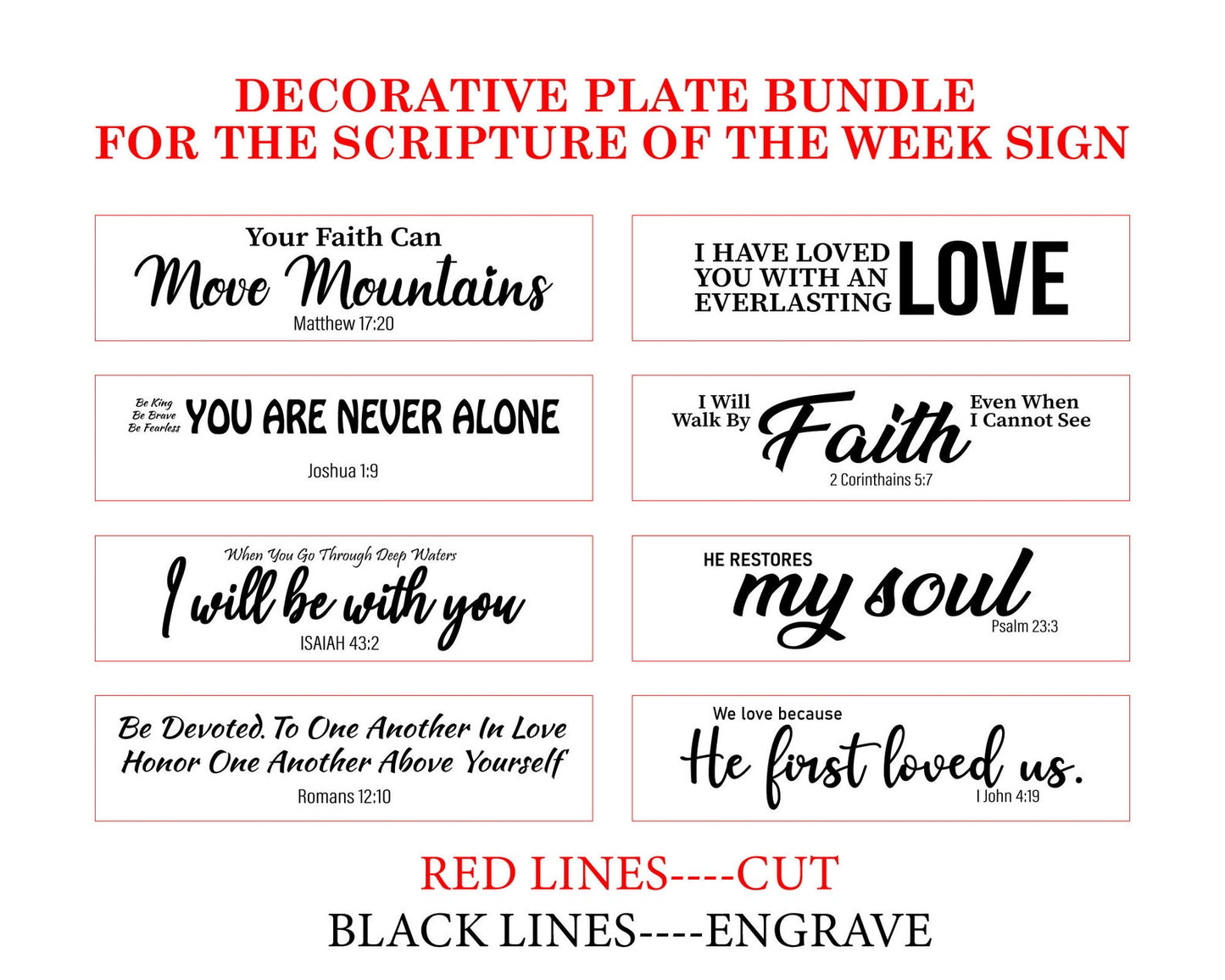 Scripture of the Week Interchangeable SVG, Faith Decor Set, Christian Laser Cut, Bible Quote, Motivational SVG, Religious Inspirational File