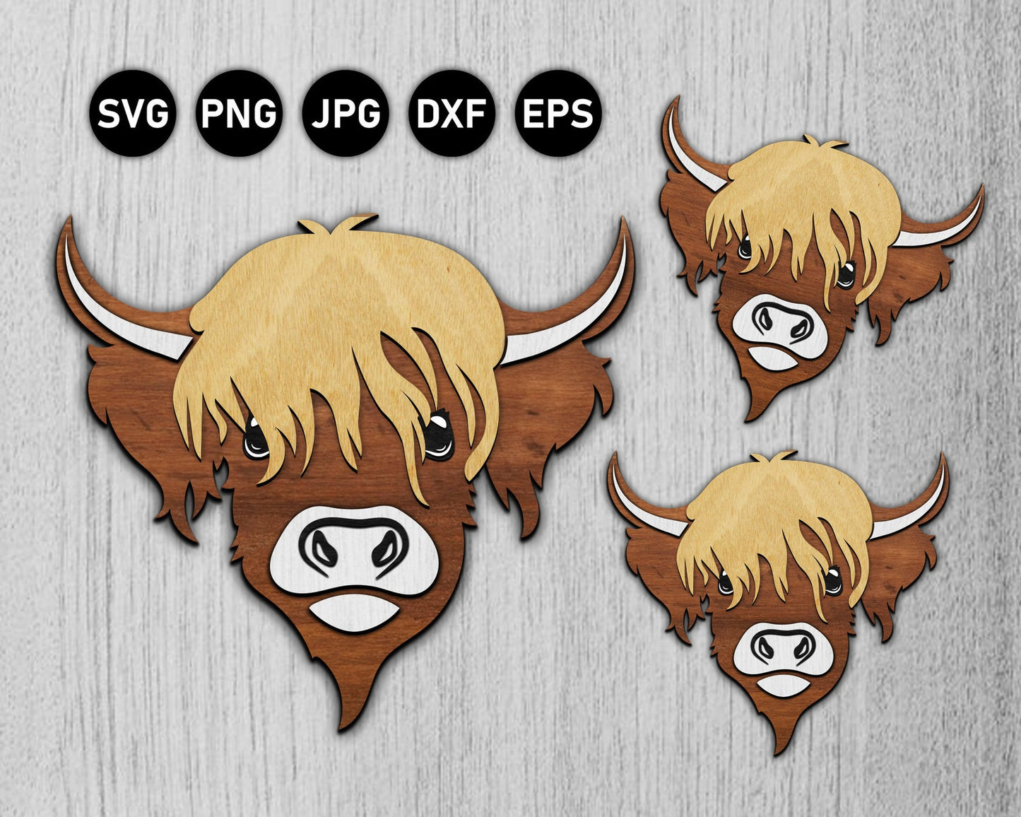 3D Layered Highland Cow SVG, 3D Layered Shetland Cow, Highland Cow Mandala, Farm Animal SVG, Cute Cow SVG, Laser Cut Cow Design, Animals Svg