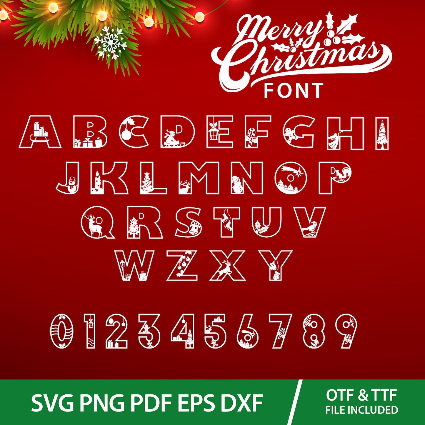 Merry Christmas Font Svg, Christmas Alphabet Svg, Holiday Font Png, Script Fonts for Cricut, Santa SVG, Christmas Fonts Download, Font Svg.