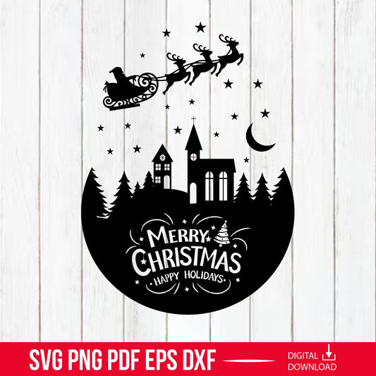 Merry Christmas Svg, Magical Christmas Scene, Snowy Woods Scene, Christmas Tree Svg, Winter Forest Svg, Christmas Laser Cut, Pine Tree Png.