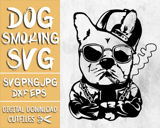 Dog Smoking Svg, Bulldog Smoking Blunt Joint Svg, Gangster Dog with Glasses, Rasta Dog Smoking Weed Svg, Cannabis Dog Svg, Funny Dog Breed.