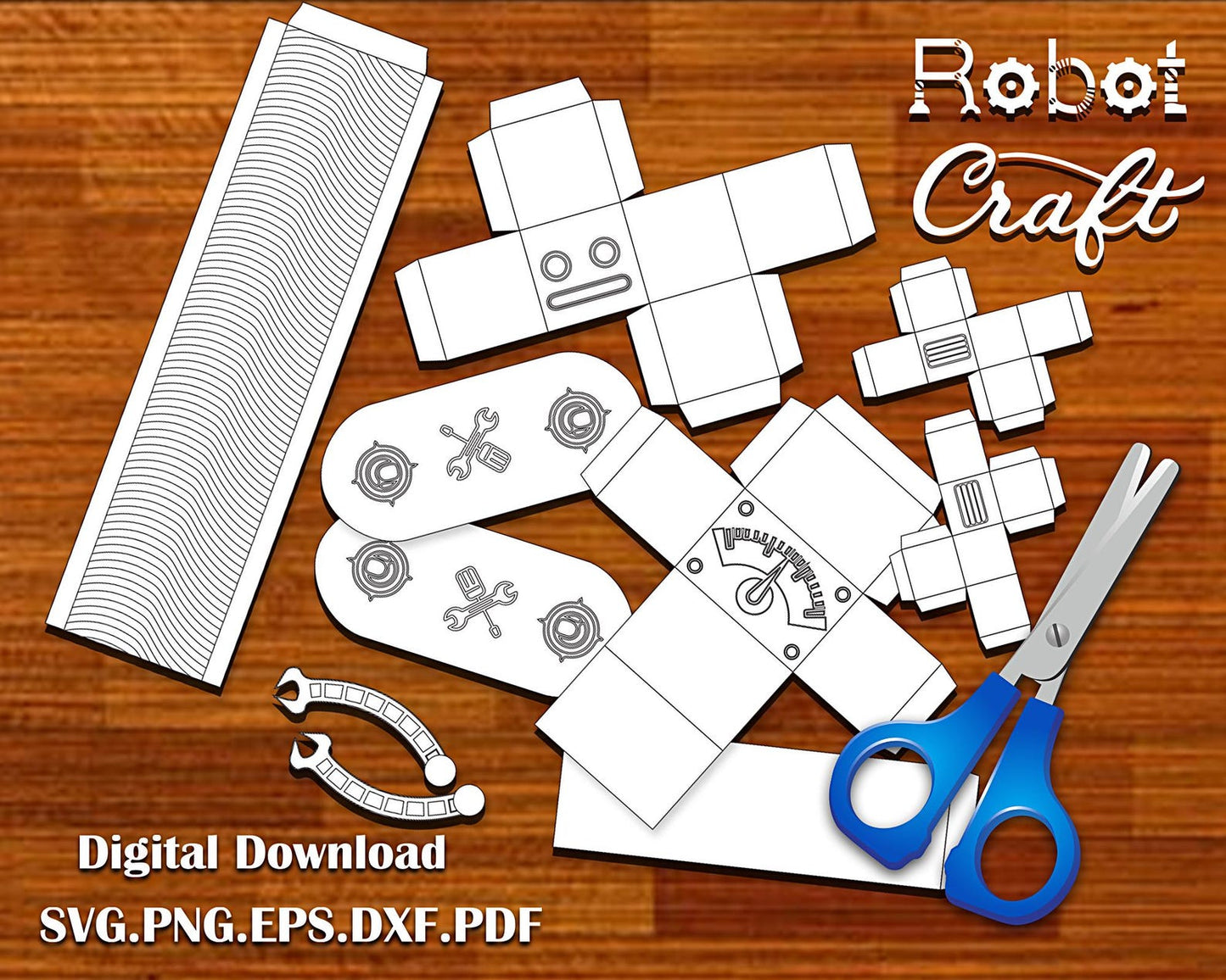 Robot Craft Printable Paper Models, Printable Activity Sheets For Kids, Coloring Sheets, Printable Art, Paper Crafts, Model Making Svg File.