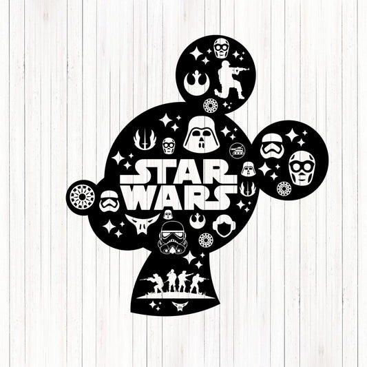 Galaxy Wars Collage Mouse Svg, Superhero Mickey Mouse Head Designs Svg, Classic Stars Wars Droids Png, Cut Engrave Craft DIY File Cricut.