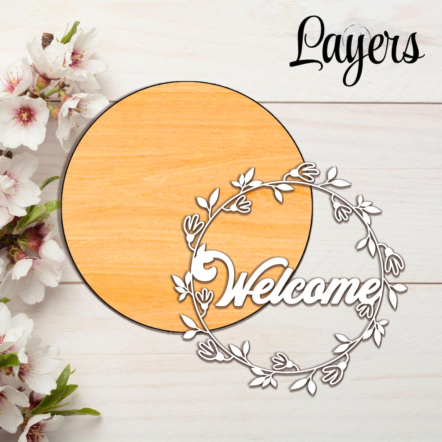 Welcome Door Sign Svg, Florals Door Hanger Design, Welcome Home Svg, Round Door Hanger Svg, Porch Sign SVG, Farmhouse Sign, Files For Cricut