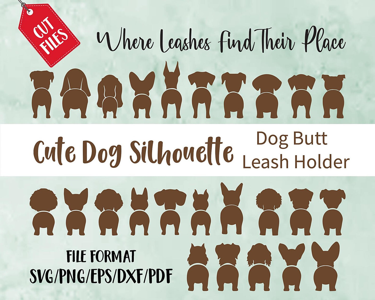 Dog Butt Leash Holder Svg Bundle, Dog Butt Leash Holder, Leash and Key Rack, Pet Leash Hooks Svg, Leash Pet Lover Gift, Housewarming Gift.