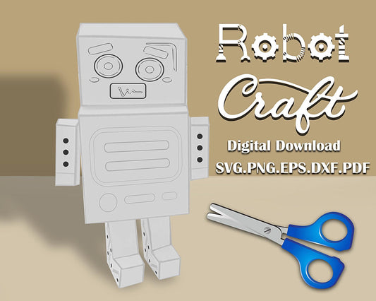 Robot Craft Printable Paper Models, Printable Activity Sheets For Kids, Coloring Sheets, Printable Art, Paper Crafts, Model Making Svg File.