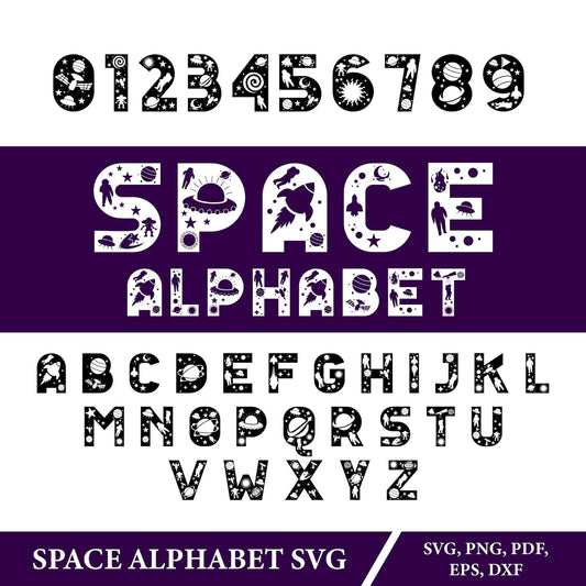 Space Alphabet SVG, Outer Space SVG Letters, Birthday SVG for Kids Room Decor, Galaxy Planet Font, Nursery Decor Boy, Space Theme Decor Svg.