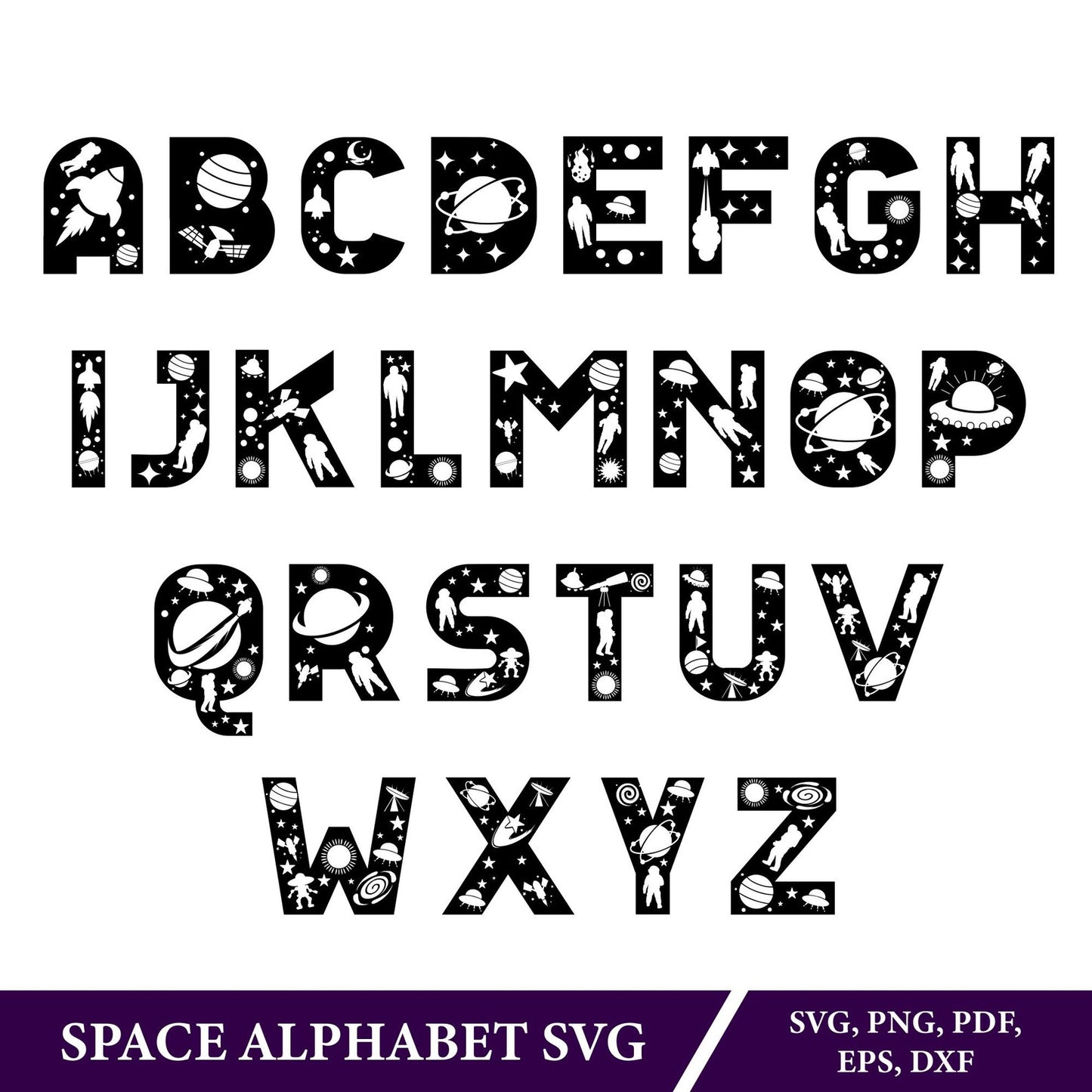 Space Alphabet SVG, Outer Space SVG Letters, Birthday SVG for Kids Room Decor, Galaxy Planet Font, Nursery Decor Boy, Space Theme Decor Svg.