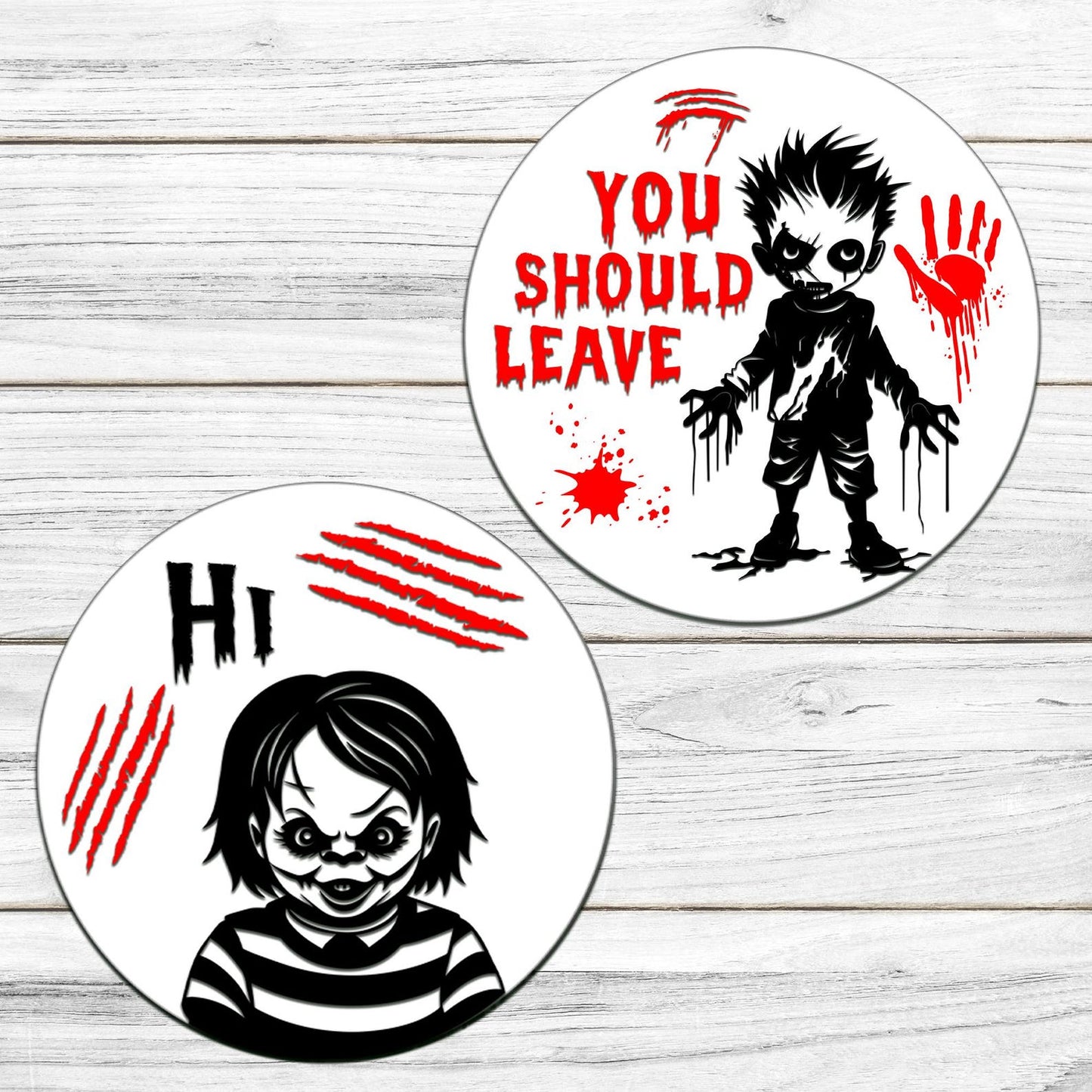 Horror Characters Door Sign Svg Bundle, Halloween Scary Door Hanger Svg, Halloween Welcome Sign Svg, Laser File Svg, Scary Front Door Decor.