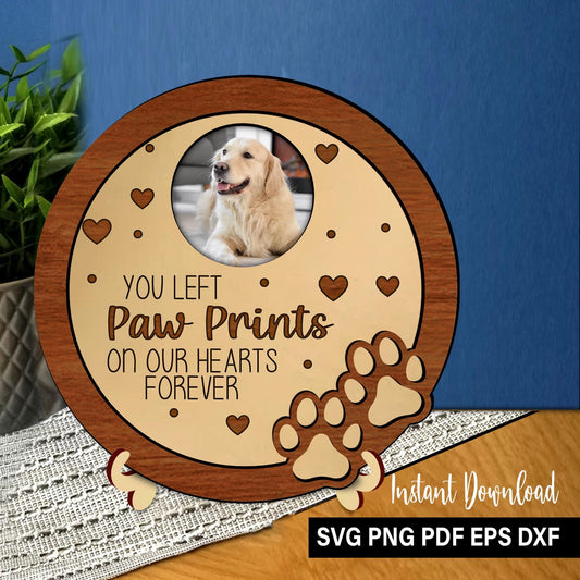 Pet Loss Sign SVG, Custom Memorial Pet Collar Frame, Dog Paw Prints Svg, Personalized Dog Memorial Sign, Pet Memorial Gifts, Glowforge Files