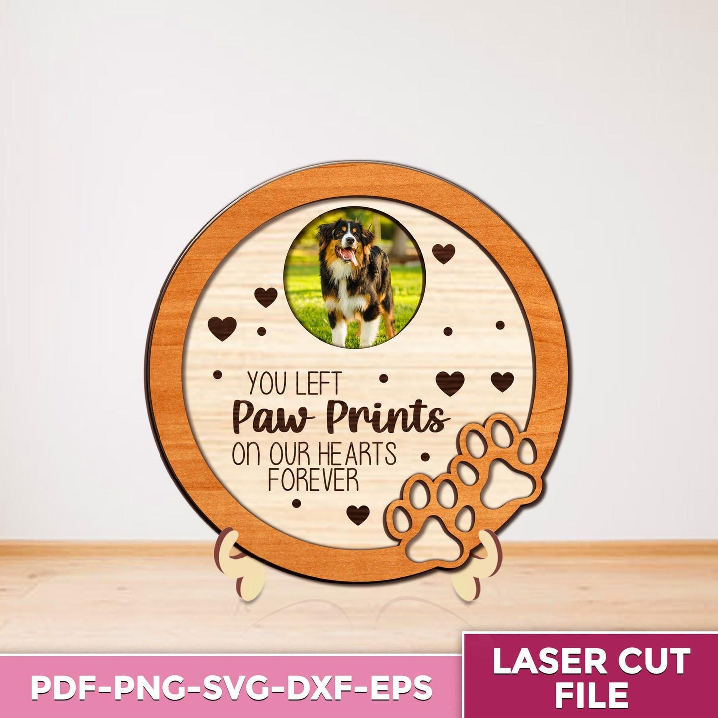 Pet Loss Sign SVG, Custom Memorial Pet Collar Frame, Dog Paw Prints Svg, Personalized Dog Memorial Sign, Pet Memorial Gifts, Glowforge Files