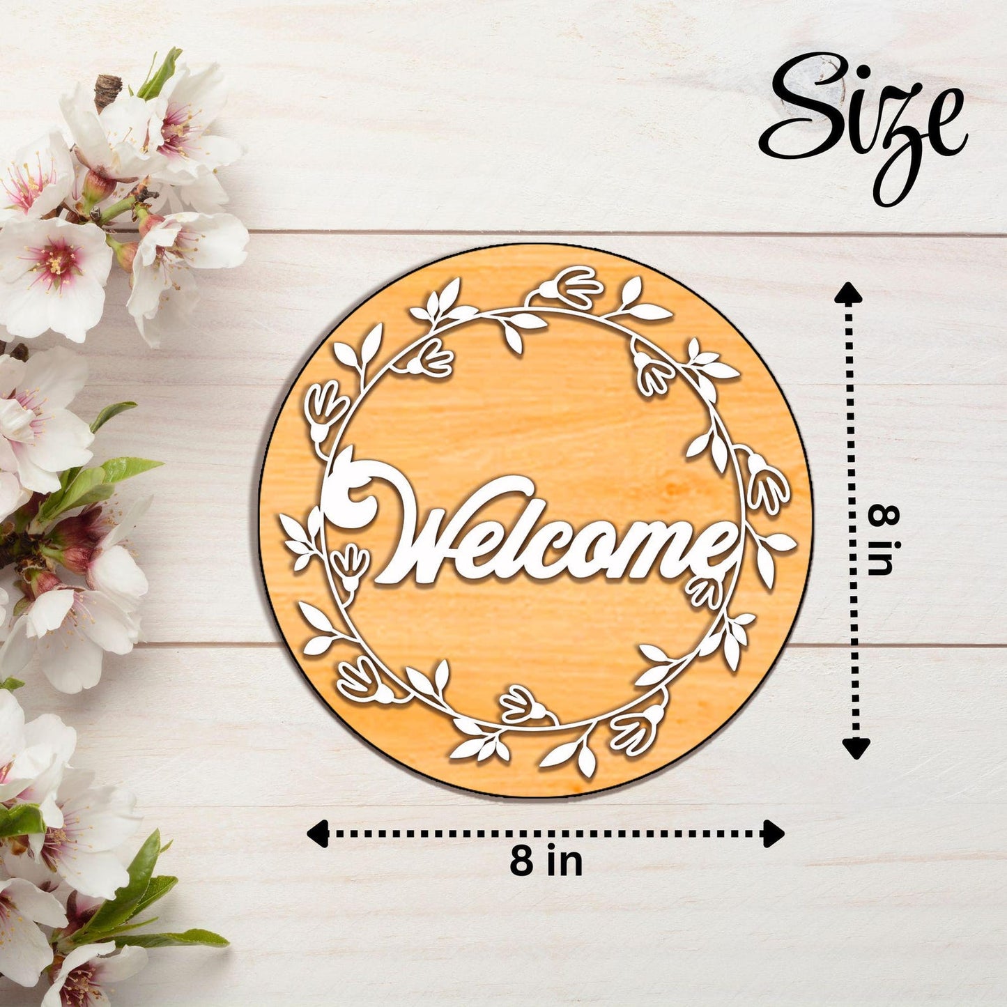 Welcome Door Sign Svg, Florals Door Hanger Design, Welcome Home Svg, Round Door Hanger Svg, Porch Sign SVG, Farmhouse Sign, Files For Cricut