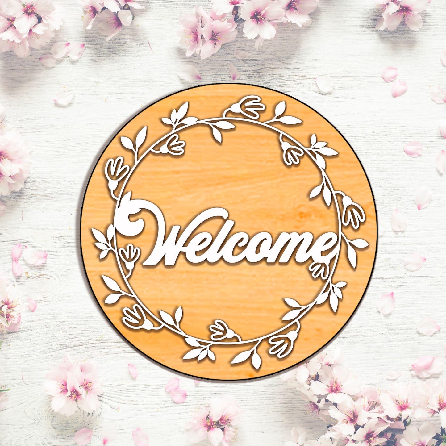 Welcome Door Sign Svg, Florals Door Hanger Design, Welcome Home Svg, Round Door Hanger Svg, Porch Sign SVG, Farmhouse Sign, Files For Cricut