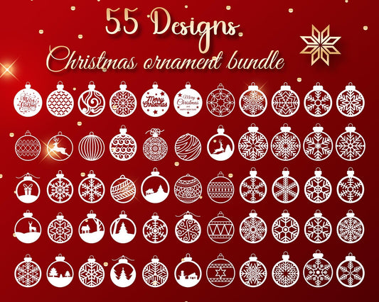 Christmas Balls Ornament SVG Bundle, Christmas Tree Decorations Cut Files, New Year Laser Cut Files, Christmas Ornaments, Snowflake Bauble.