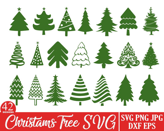 Christmas Tree Svg Bundle, Christmas Sign SVG, Winter Trees Clipart, Merry Christmas SVG, Christmas Tree Png, Pine Tree SVG Files for Cricut