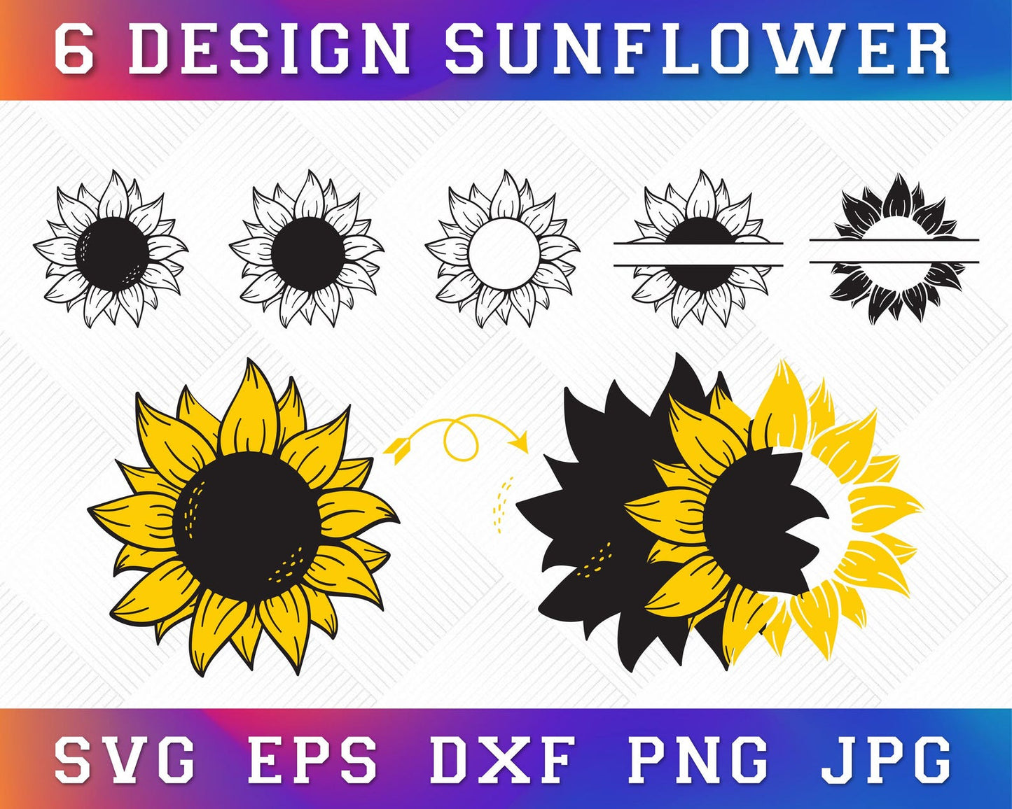 Sunflower Svg, Split Monogram Frame Svg Bundle, Sunflower Clipart Svg, Sunflower Vector Laser File, You Are My Sunshine, Wild Sunflower Svg.