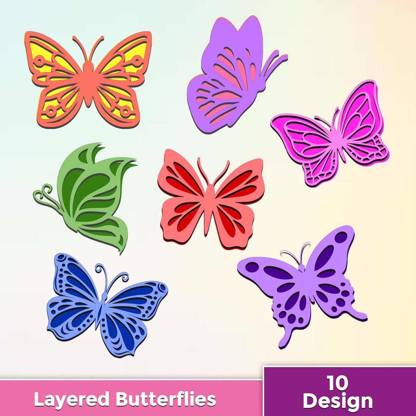 Butterfly SVG, Layered Butterfly Cut File, 3D Butterfly SVG, Butterfly Clipart, Printable Butterfly Template, Silhouette, Ready to Cut.