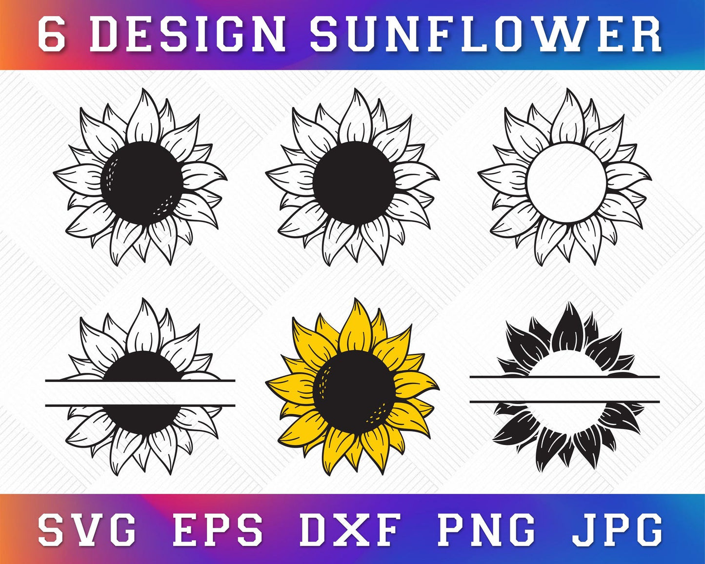 Sunflower Svg, Split Monogram Frame Svg Bundle, Sunflower Clipart Svg, Sunflower Vector Laser File, You Are My Sunshine, Wild Sunflower Svg.