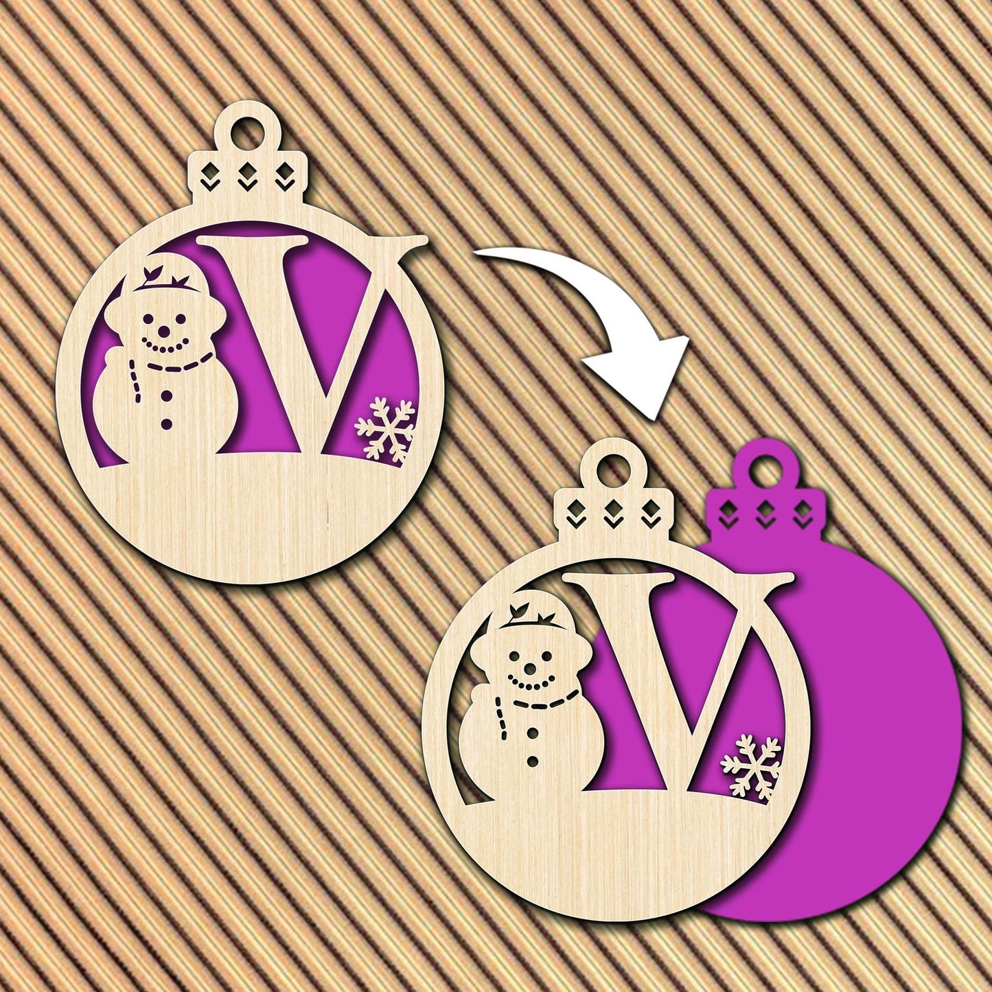 Christmas Balls Svg, Monogram Laser Cut Svg, Christmas Snowman Ornament Svg File, Custom Name Ornament, New Year Svg, Christmas Tree Decor.