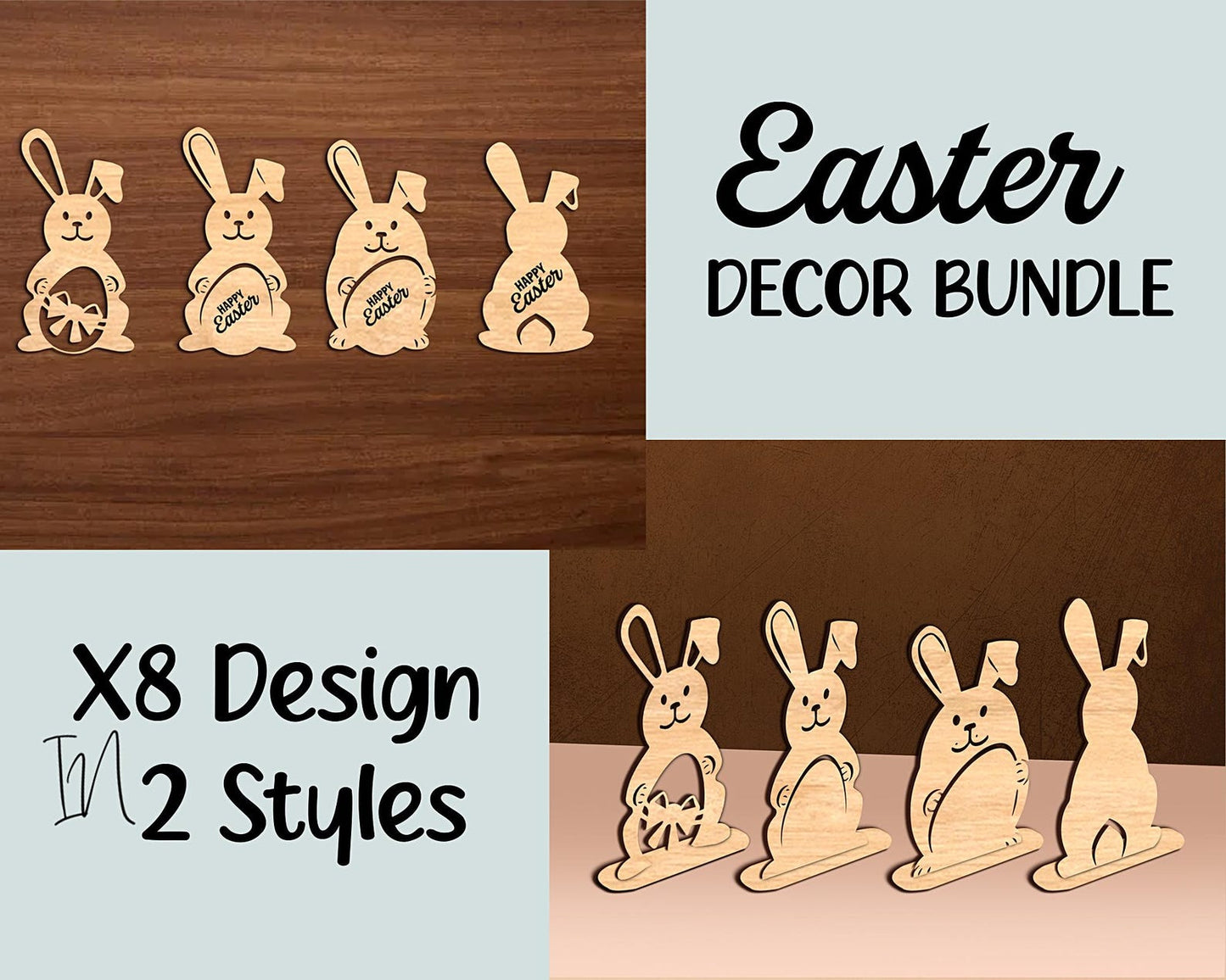 Easter Svg Bundle, Easter Egg Stand Svg, Easter Basket Name, Bunny Tag Laser File, Egg Door Hanger, Easter Png Design, Egg Holder Laser Cut.