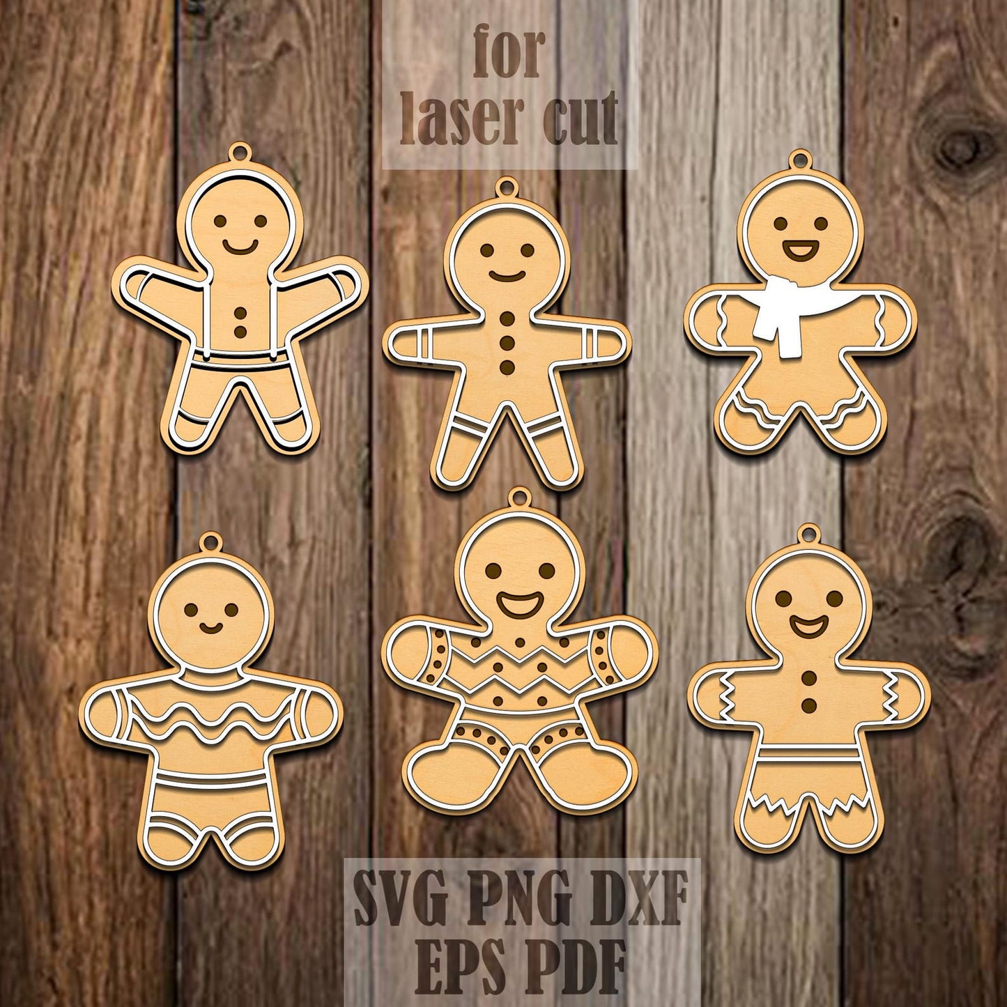 Gingerbread Ornament Svg File, Christmas Ornament Svg, Christmas Glowforge Files, Christmas Cookie Family Laser Cut File, Wood Ornament Svg.