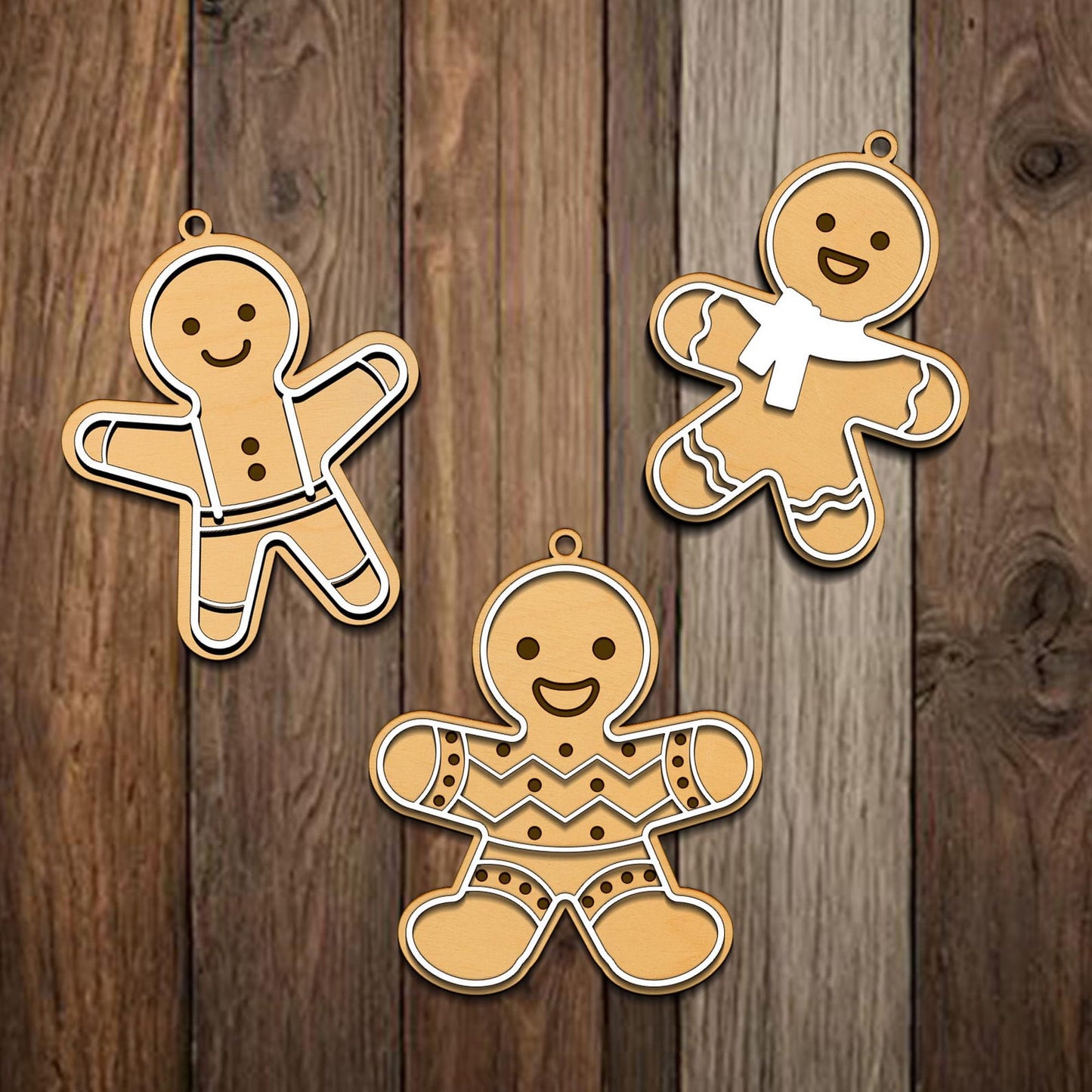 Gingerbread Ornament Svg File, Christmas Ornament Svg, Christmas Glowforge Files, Christmas Cookie Family Laser Cut File, Wood Ornament Svg.