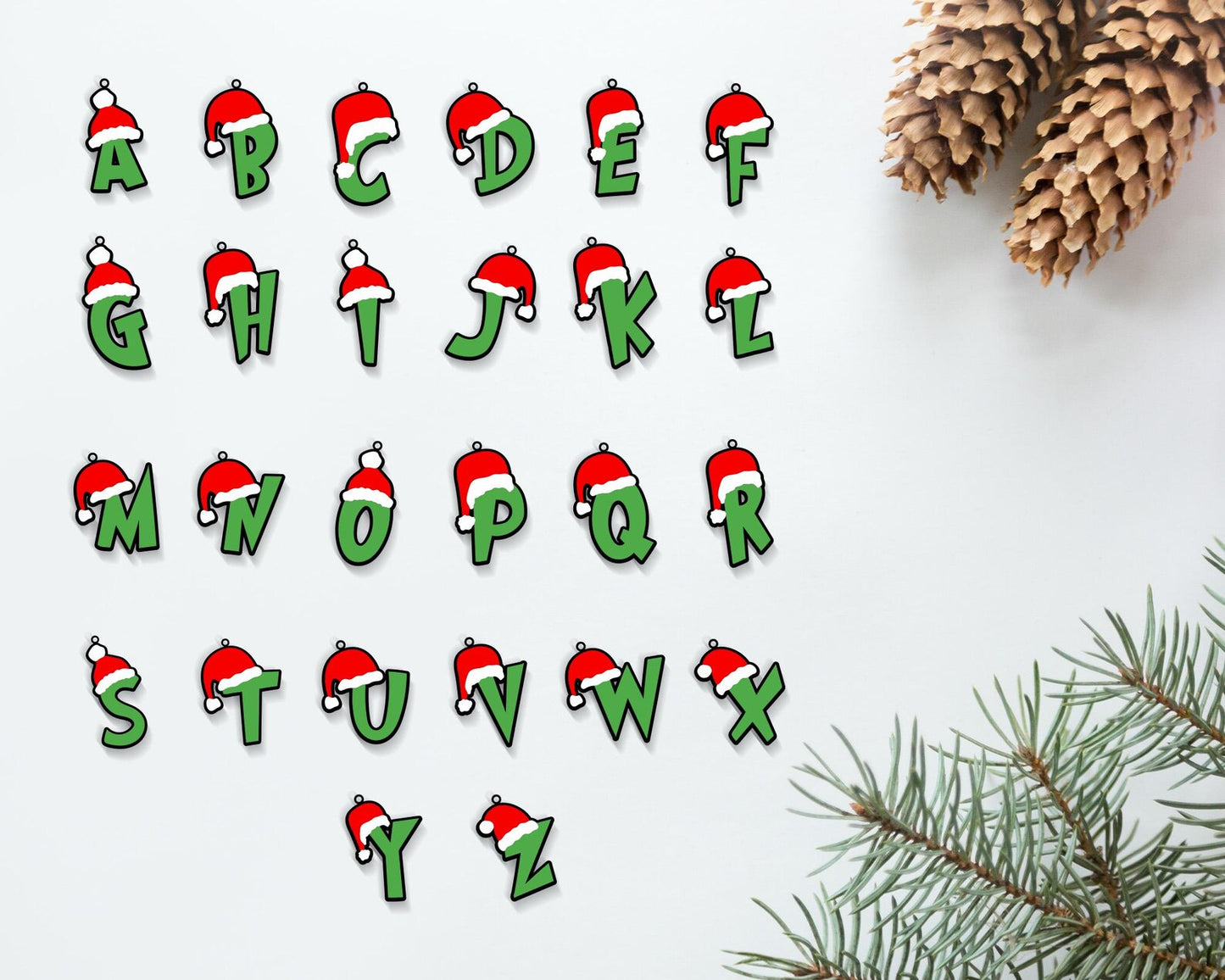 Grinch Inspired Letter Ornament, Grinch Svg Bundle, Grinch Alphabet Svg, The Grinch Svg, Funny Grinch Christmas Svg, Monogram Svg Cut Files.