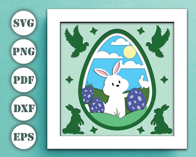 Bunny Easter Shadow Box  Svg, Easter egg svg, shadow box