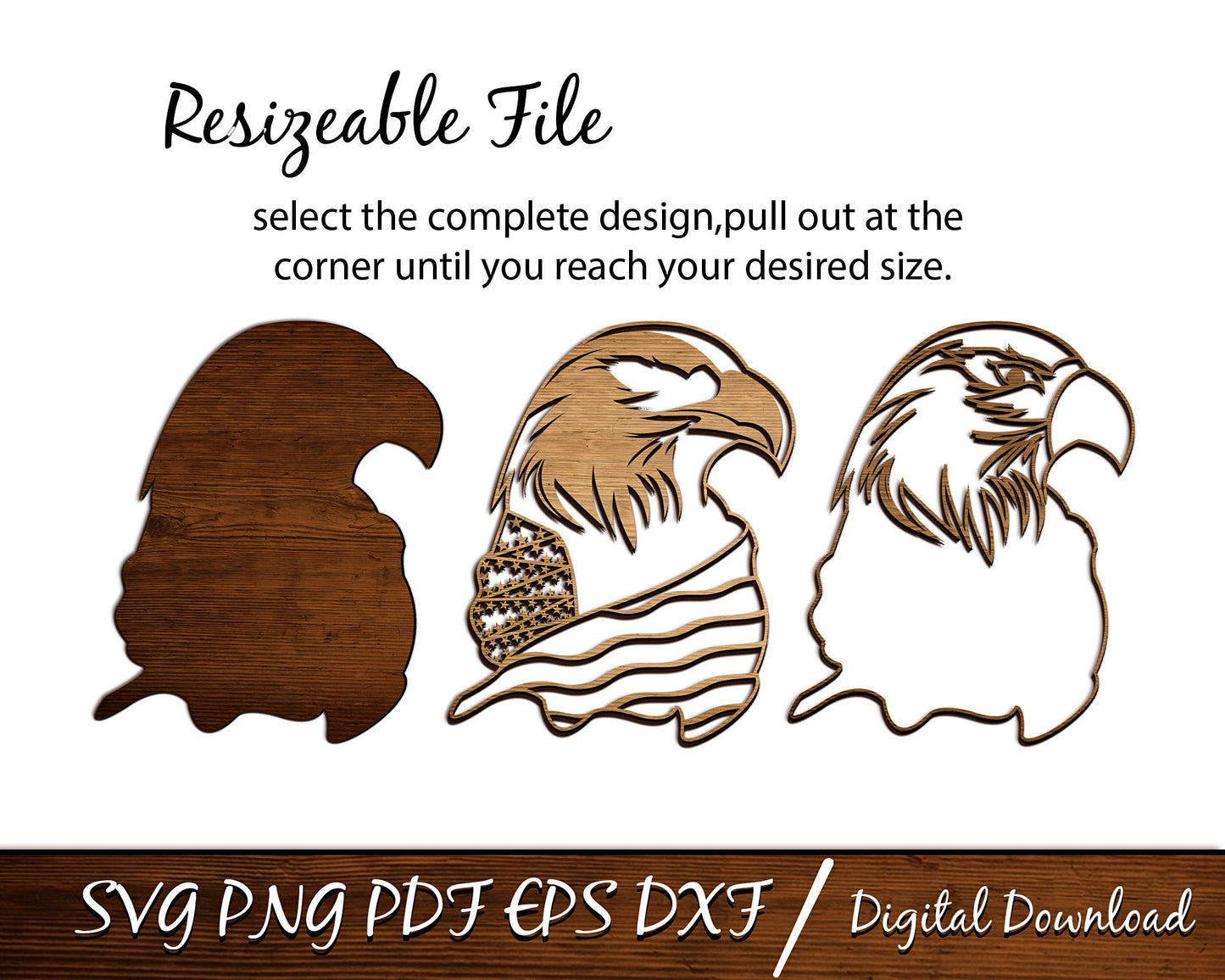 Eagle and Flag SVG, Laser Cut file, 3D Illusion, Digital Design File, Eagle | Flag