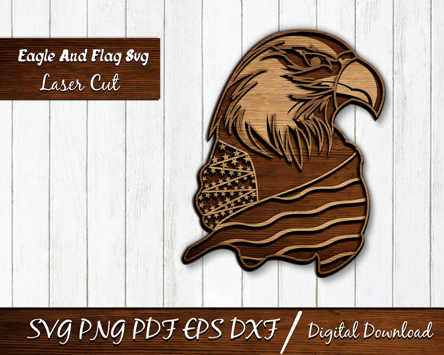 Eagle and Flag SVG, Laser Cut file, 3D Illusion, Digital Design File, Eagle | Flag