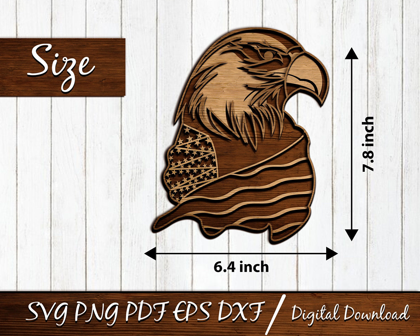 Eagle and Flag SVG, Laser Cut file, 3D Illusion, Digital Design File, Eagle | Flag