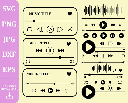 Music Player SVG, Music Player Svg Bundle, Music Player Png, Play Buttons Svg, Cut File Download