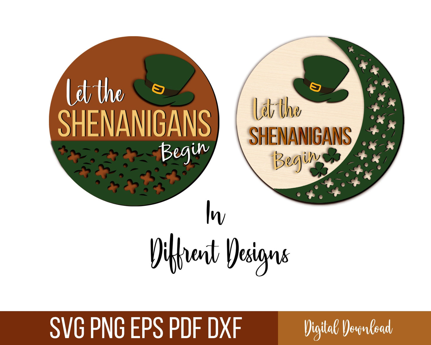 St. Patrick Ornament SVG Laser File, Let the shenanigans Begin SVG, St Patrick Laser Cut Files, Laser Ornament SVG.