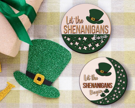 St. Patrick Ornament SVG Laser File, Let the shenanigans Begin SVG, St Patrick Laser Cut Files, Laser Ornament SVG.