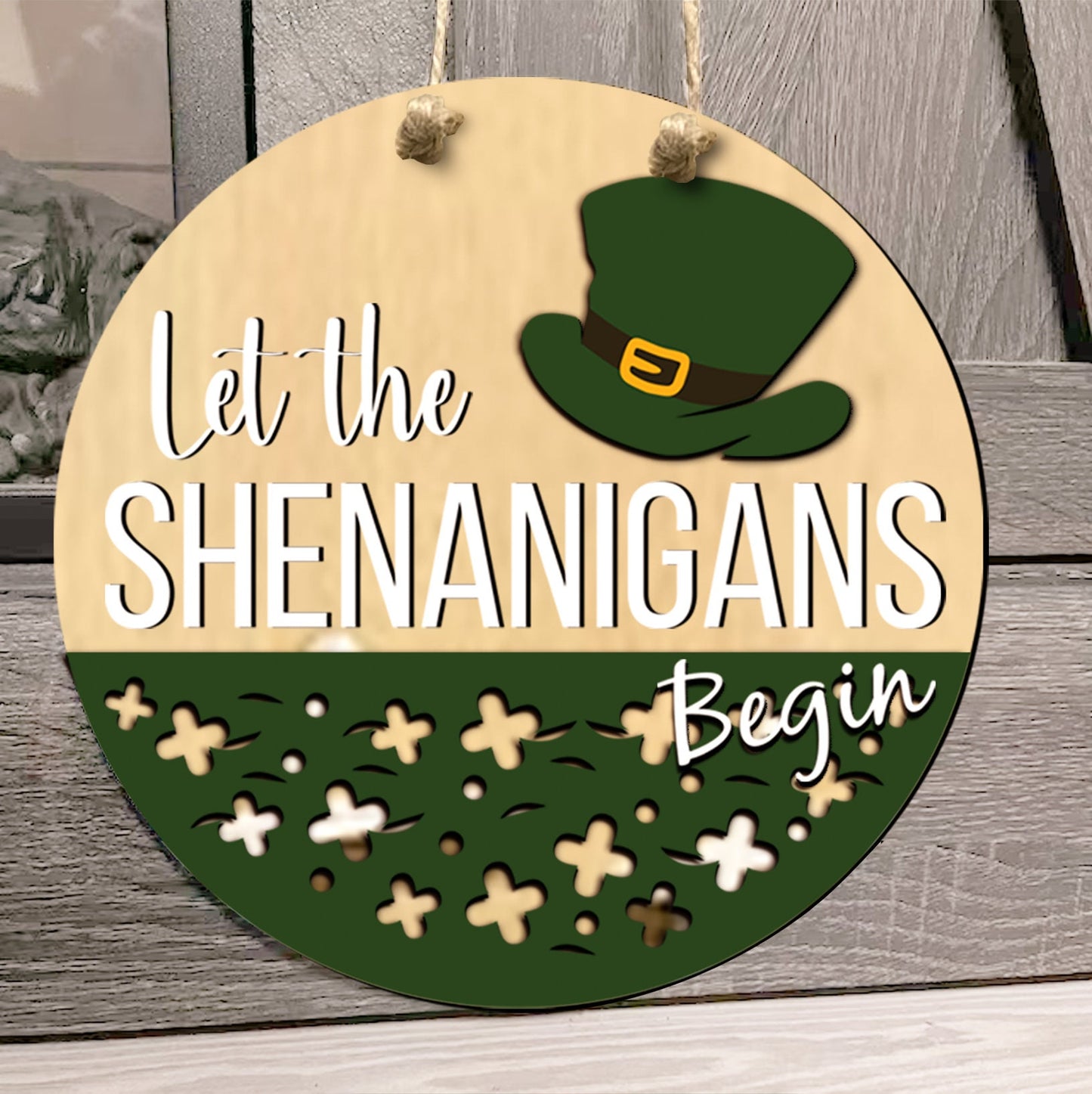 St. Patrick Ornament SVG Laser File, Let the shenanigans Begin SVG, St Patrick Laser Cut Files, Laser Ornament SVG.