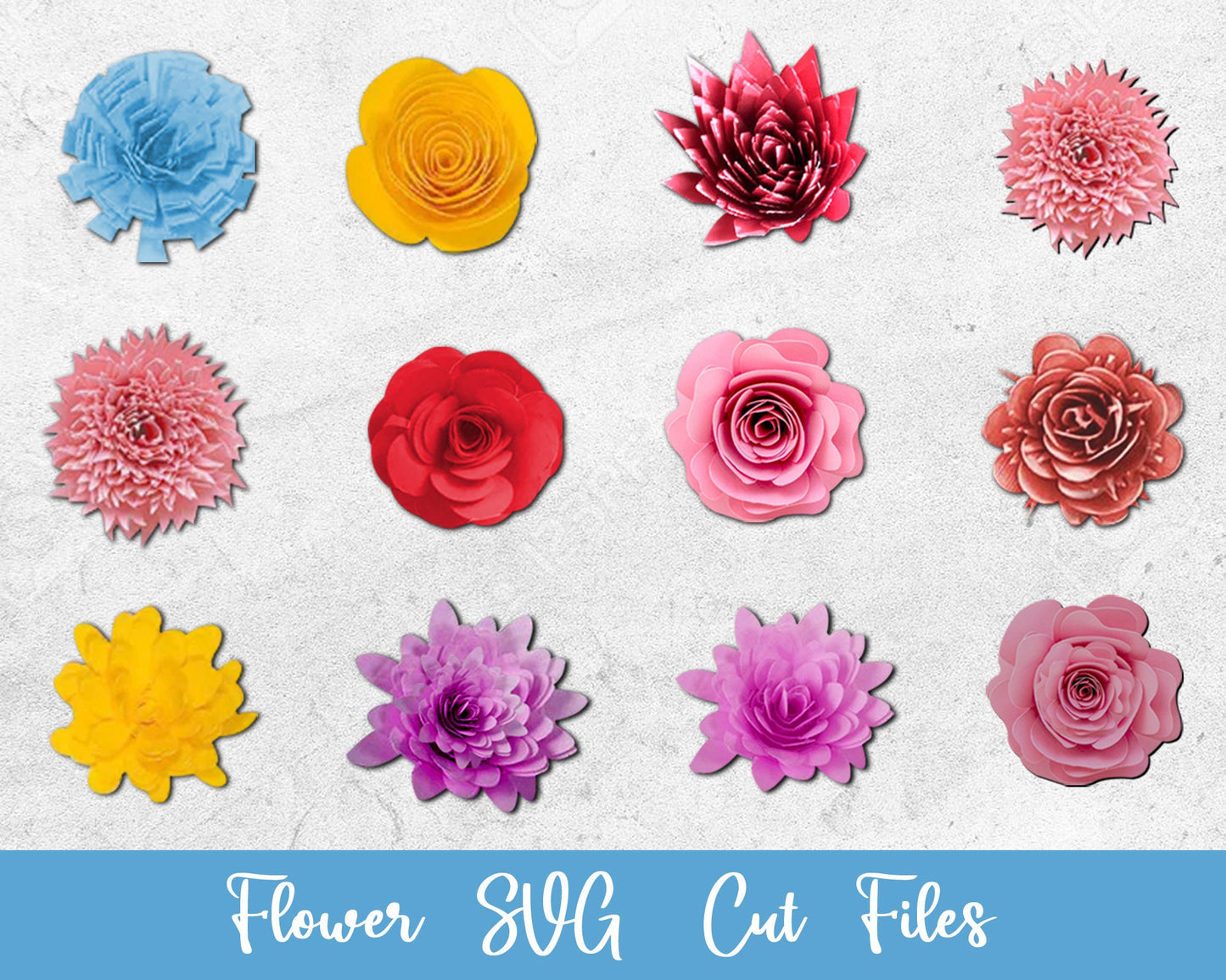 Paper Rolled Flower SVG, Rolled flower Svg, Rolled Flower Template, 3d flower SVG, Digital download, Svg, Png, Pdf, Eps, Dxf Files