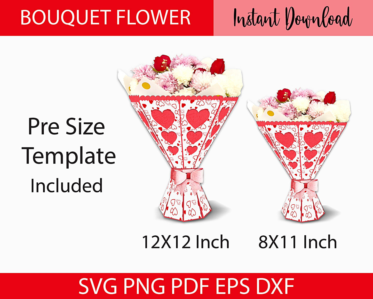 Bouquet SVG: Mother's Day Paper Flowers with Cut Lines, Flower Bouquet, Ramo de flores de papel, Vase for paper flowers, Mother's  SVG.