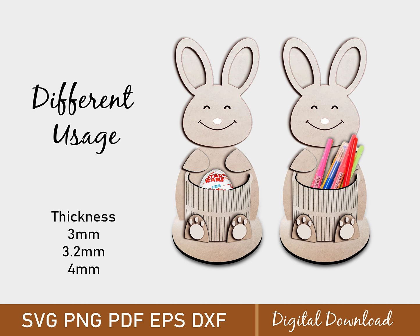 Easter Egg Holder Svg Template, Laser Cut Bunny Egg Holder Svg, Easter Glowforge Organizer Svg, Cute Kngraved kinder Egg Stand Svg, Dxf Eps.